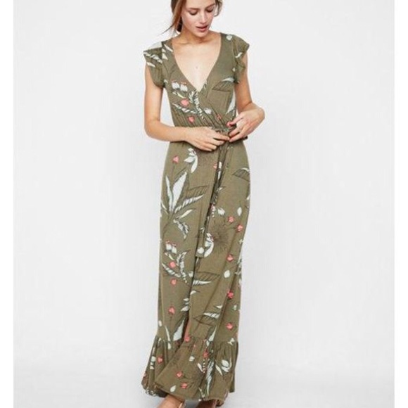 surplice wrap maxi dress